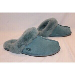 NIB UGG WOMEN'S SCUFFETTE II SUEDE SHEARLING SLIP ON SLIPPERS DEE GREEN SZ 7